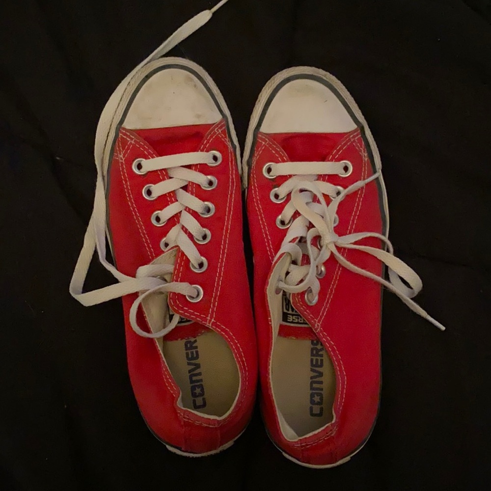 Bright red converse shoes